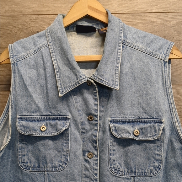 Faded Glory Button Denim Vest Women's Plus Size 20W - Picture 2 of 9